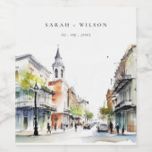 シックなニューオーリンズルイジアナ結婚ウォーター ワインラベル (シングルラベル)