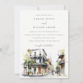 シックなニューオーリンズルイジアナ結婚ウォーター 招待状 (正面)
