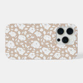 シックなニュートラルバラ白い花柄 iPhoneケース (裏面横)