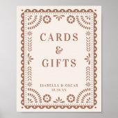 シックなニュートラルパペルピカドウェディングレセプションサイン ポスター (正面)