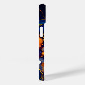 シックなネイビーアクアオレンジの大理石フェイクグリッターモノグラム Case-Mate iPhoneケース (裏面 / 右)