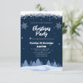 シックなネイビーウィンターワンダーランドクリスマスパーティー 招待状 (スタンド正面)