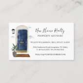 シックなネイビーウォーターカラーフロントドアエントランスウェイデザイン 名刺 (正面)