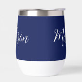 シックなネイビーパーソナライズされたブルーの名前のホワイトスクリプト (左面)