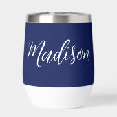 シックなネイビーパーソナライズされたブルーの名前のホワイトスクリプト (背面)