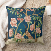 シックなネイビーピンクチノイスリーフローラバードグリーン クッション (ブランケット)