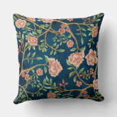 シックなネイビーピンクチノイスリーフローラバードグリーン クッション (裏面)
