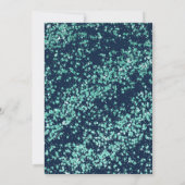 シックなネイビーブルーとターコイズグリッターダストスウィート16 招待状 (裏面)