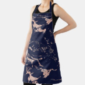 シックなネイビーブルーとバラゴールドフォイルマーブル エプロン (インサイチュ)