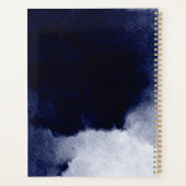 シックなネイビーブルーウォーターカラー赤面ピンクモノグラム プランナー手帳 (裏面)