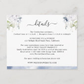 シックなネイビーブルーウォーター色、フローラ結婚の詳細 エンクロージャーカード (正面)