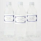 シックなネイビーブルーギリシャ鍵ノットフレーム ペットボトルラベル (ボトル)