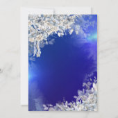 シックなネイビーブルードレスガール、ブルーフラワーズキンセアニェラ 招待状 (裏面)