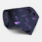 シックなネイビーブルーフェイクナスの葉柄 ネクタイ (ロール)