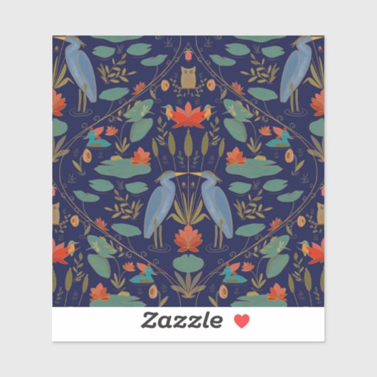 シックなネイビーブルーヘロンポンド伝統リバイバル シール (シート)