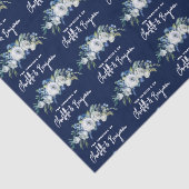 シックなネイビーブルーホワイト牡丹フローラカスタムウェディング 薄葉紙 (詳細)