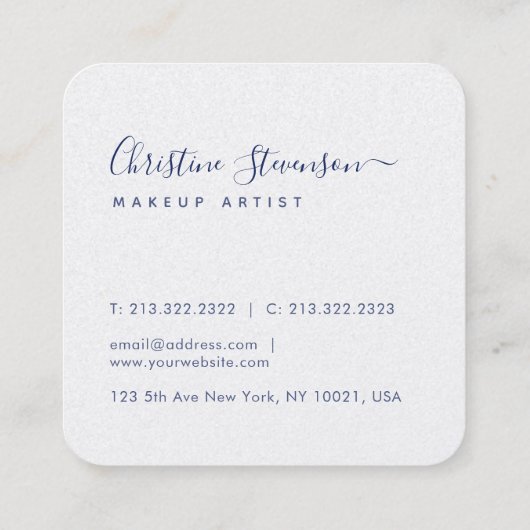 シックなネイビーブルーマンダラスケッチスクリプトシグネチャー スクエア名刺 (裏面)