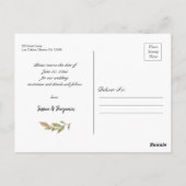 シックなネイビーブルー赤面ピンクフローラ日付を保存 ポストカード (裏面)