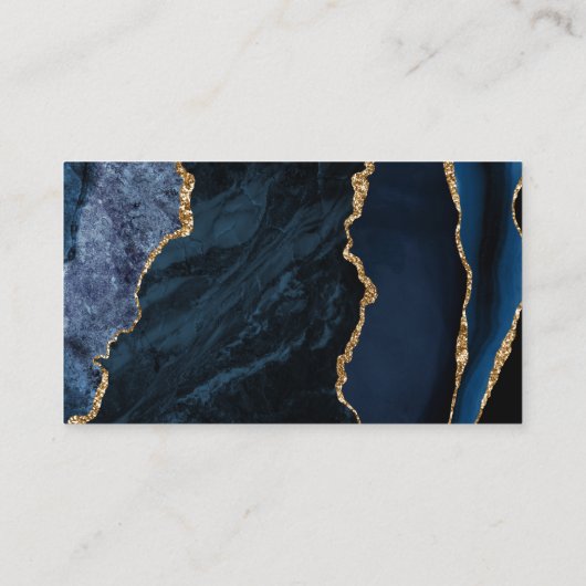 シックなネイビーブルー金ゴールドアゲートマーブル結婚ズ 名刺 (裏面)