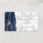 シックなネイビーブルー金ゴールドアゲートマーブル結婚ズ 名刺 (正面)