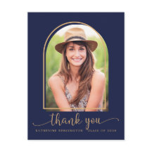 シックなネイビーブルー金ゴールド写真卒業