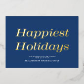 シックなネイビーブルー非写真ビジネス企業の金ゴールド 箔シーズンカード (正面)