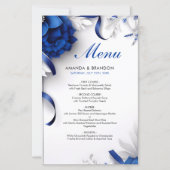 シックなネイビーブルー&シルバーフラワーズリボン結婚ズ (正面)