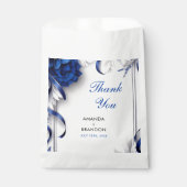 シックなネイビーブルー&シルバーフラワーズリボン結婚ズ フェイバーバッグ (正面)