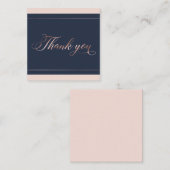 シックなネイビーブルー&バラ金ゴールドスクリプトサンキュー ノートカード (正面/裏面)