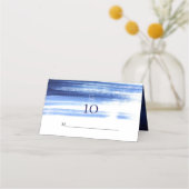 シックなネイビーホワイトウォーターカラーウェディングレセプション プレイスカード (裏面)