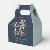 シックなネイビーレッドグリーンホワイトピースクリスマスリーフ フェイバーボックス (裏面サイド)