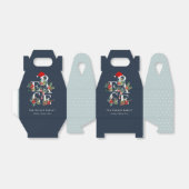 シックなネイビーレッドグリーンホワイトピースクリスマスリーフ フェイバーボックス (折り畳みなし)