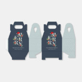 シックなネイビーレッドグリーンホワイトメリークリスマスリーフ フェイバーボックス (折り畳みなし)