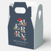 シックなネイビーレッドグリーンホワイトメリークリスマスリーフ フェイバーボックス (オープン)