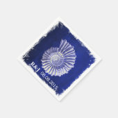 シックなネイビー航海のルシーシェルの海結婚沿い スタンダードカクテルナプキン (角)
