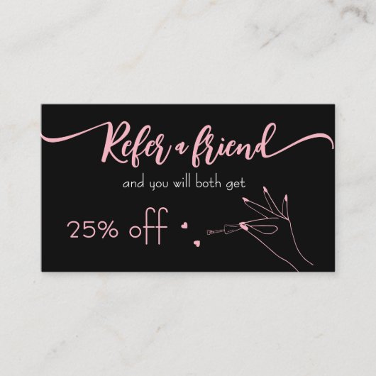 シックなネイルサロンフレンド紹介カードを参照 ロイヤリティカード (正面)