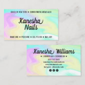 シックなネイルサロンホログラフィーカラフル大理石ガラス 名刺 (正面/裏面)