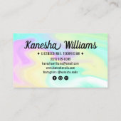 シックなネイルサロンホログラフィーカラフル大理石ガラス 名刺 (裏面)