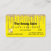 シックなネオンイエロー金ゴールドグリッタードリップスクレジット 名刺 (正面)