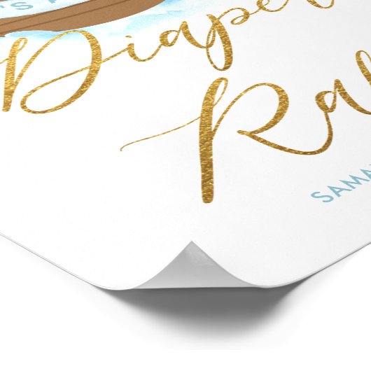 シックなノアのアークブルーボーイオムツラッフルデコールサイン ポスター (角)