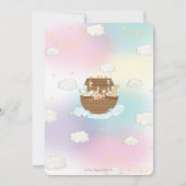 シックなノアの箱舟かわいい動物の女の子ベビーシャワー 招待状 (裏面)