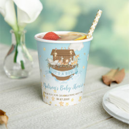 シックなノアの箱舟かわいい動物ブルーボーイベビーシャワー 紙コップ