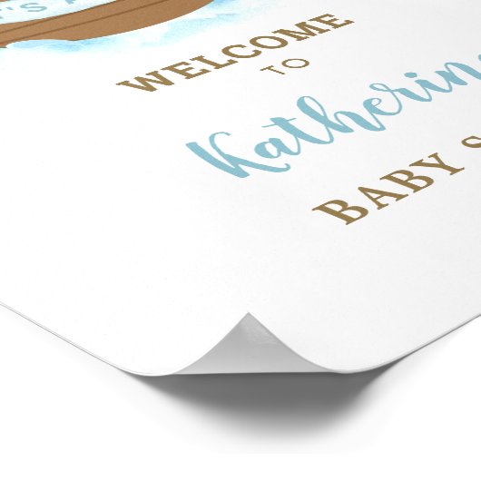 シックなノアの箱舟の男の子の赤ちゃんシャワーへようこそ ポスター (角)