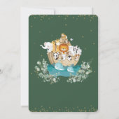 シックなノアの箱舟の緑かわいい動物の赤ちゃんシャワー 招待状 (裏面)