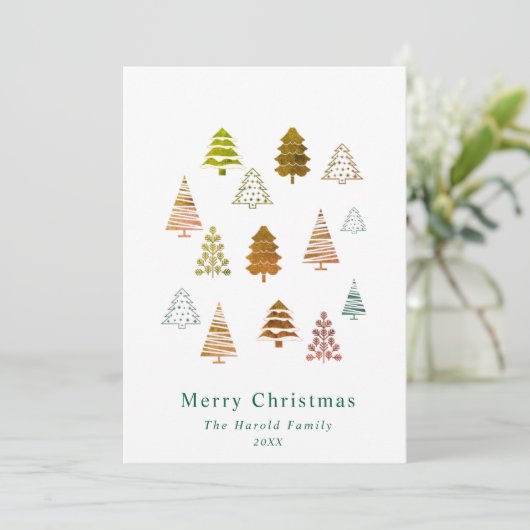 シックなノンフォトグエレガントリズンクリスマスツリーズカード 招待状 (スタンド正面)