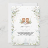 シックなハイティーパーティーツインズベビーシャワーテディベア 招待状 (裏面)