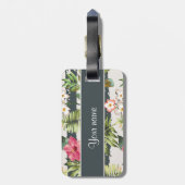 シックなハイビスカスの花は縞で飾り、 ラゲッジタグ (裏面縦)