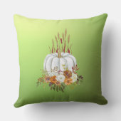 シックなハッピーサンクスギビングカボチャ秋フローラグリーン アウトドアクッション (裏面)