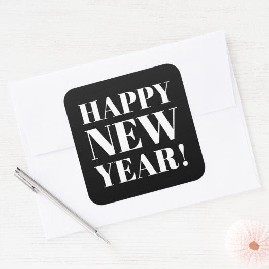 シックなハッピーニューイヤー党はシールとシールを好む スクエアシール (封筒)