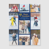 シックなハッピーハヌカー家族フォトコラージマグネット (正面)